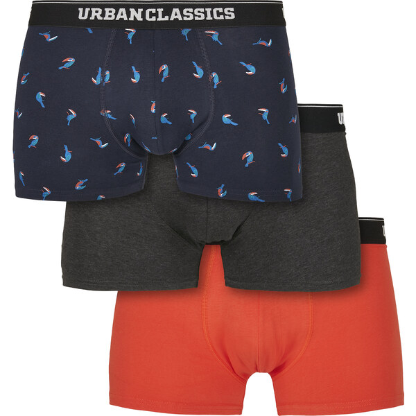 Urban Classics Mens Boxer Shorts 3-Pack Birds/Grey/Orange 50676405