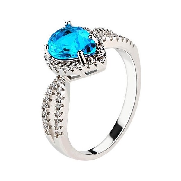 Emporial strieborný rhodiovaný prsteň Zafírová modrá kvapka 41501742