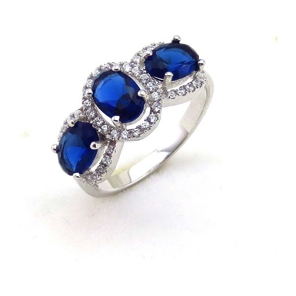 Emporial luxusný strieborný prsteň s drahokamami Zafírová elegancia 41542642