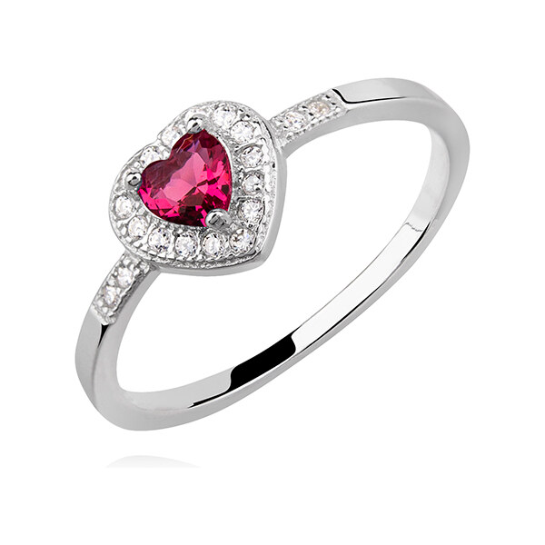 Olivie Strieborný prsteň ČERVENÉ SRDCE 4975 37689726