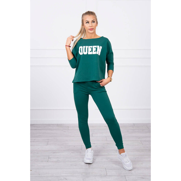 MladaModa Tepláková súprava s nápisom Queen model 66977 tmavozelená 66338102