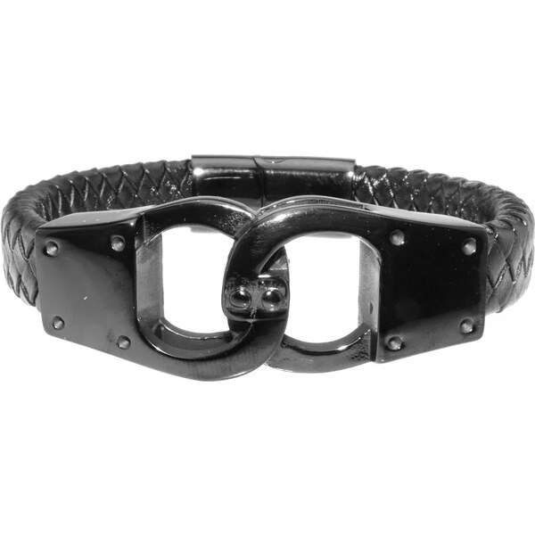 CITY STORM Pánsky náramok z eko kože s putami v čiernej farbe 66889089