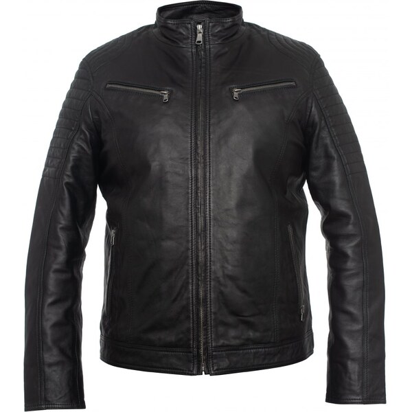 MAX Pánska kožená bunda 8066 čierna 22306234