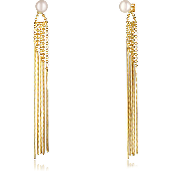 JwL Luxury Pearls Dlhé pozlátené náušnice 2v1 s pravými perlami JL0654 66587464