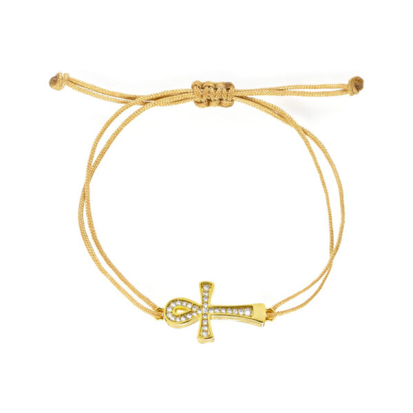 Šnúrkový náramok Ankh života Zlatý Trimakasi 21937707