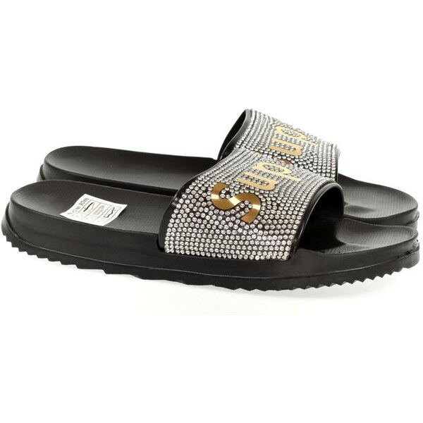 JOHN-C Detské čierno-zlaté šľapky SUPER 22439562