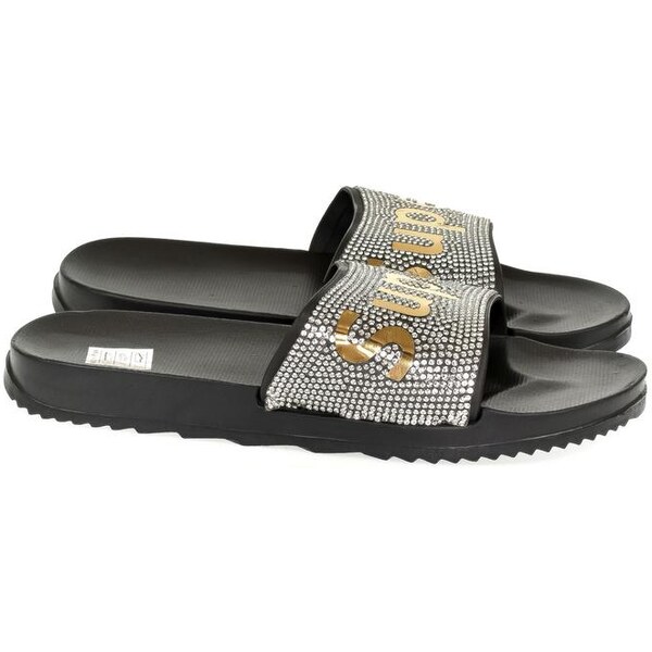 JOHN-C Dámske čierno-zlaté šľapky SUPER 22439566