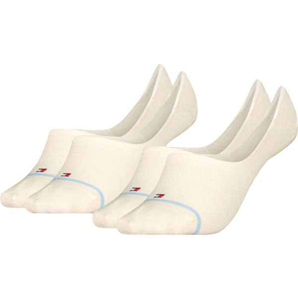 TOMMY HILFIGER - 2PACK textured open stripe biele neviditeľné ponožky 22486497