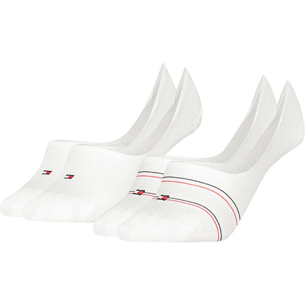 TOMMY HILFIGER - 2PACK biele fine preppy neviditeľné ponožky 22524270