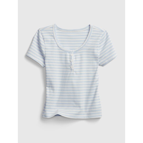 Modré dievčenské tričko GAP Teen recycled cropped henley t-shirt 57775603