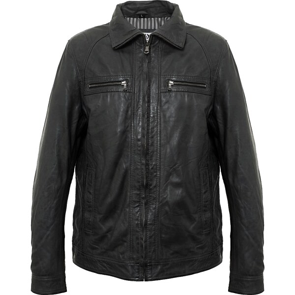 MAX Pánska kožená bunda 8051 black 22450597