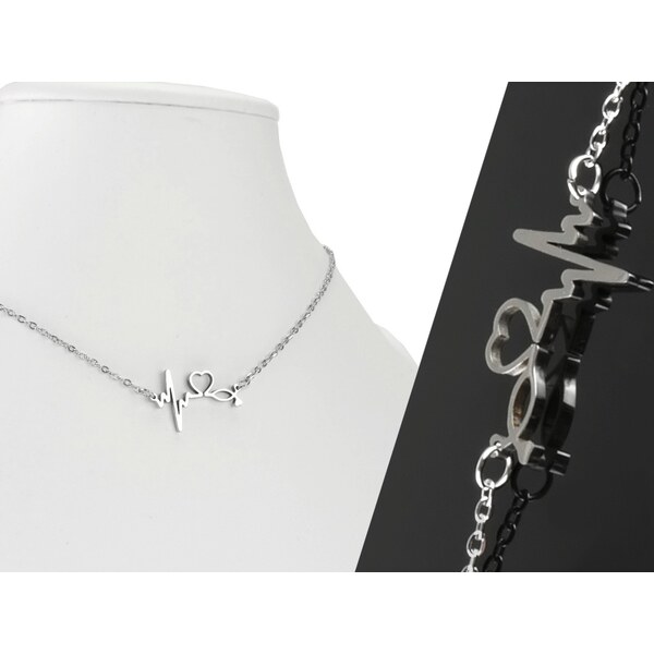 CITY STORM Dámska retiazka s príveskom srdiečko a pulz z ocele v 66888681