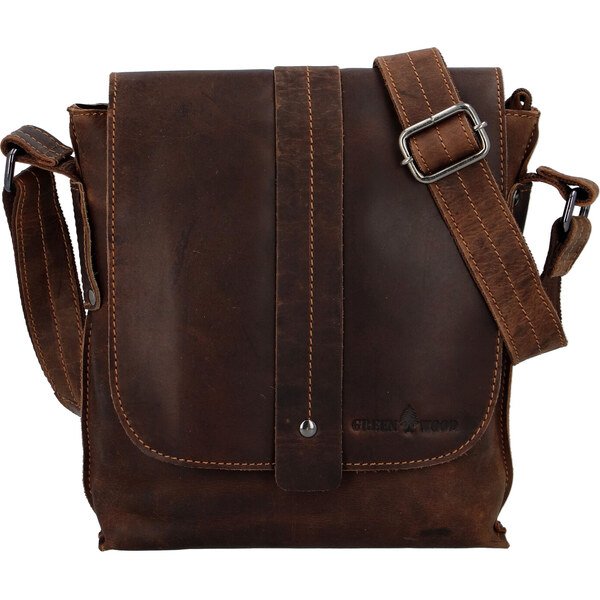 Pánska kožená crossbody taška khaki - Greenwood Chester Khaki 64125138
