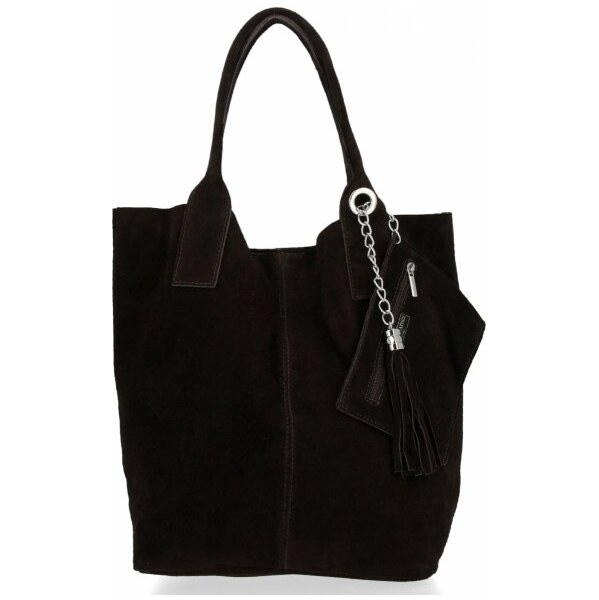 Kožené kabelka shopper bag Genuine Leather čokoládová 801 65619044