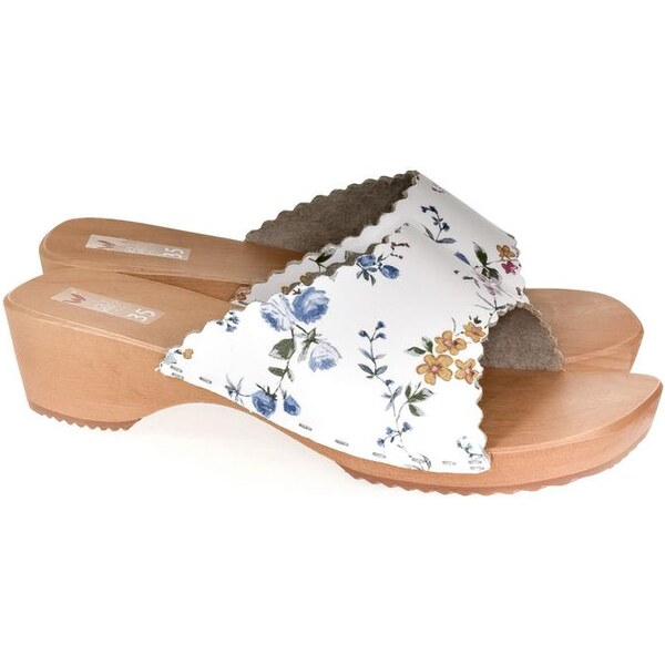 JOHN-C Dámske kožené biele dreváky KATRINA 22847040