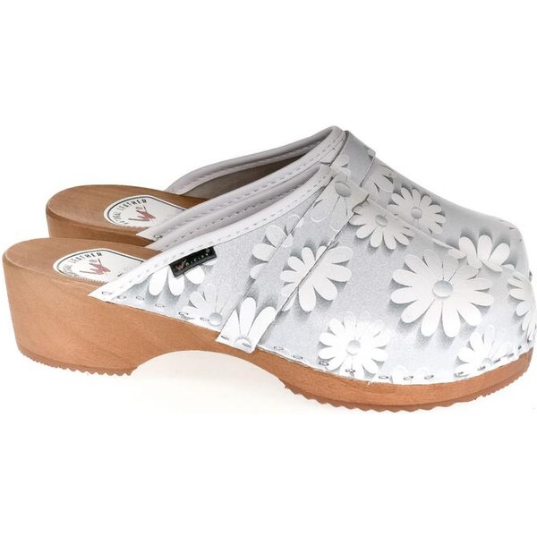 JOHN-C Dámske kožené svetlo-sivé dreváky CORNELIA 22847041