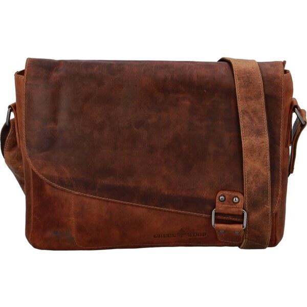 Greenwood Kožená taška cez rameno UNI IGGY hnedá melír 65003484