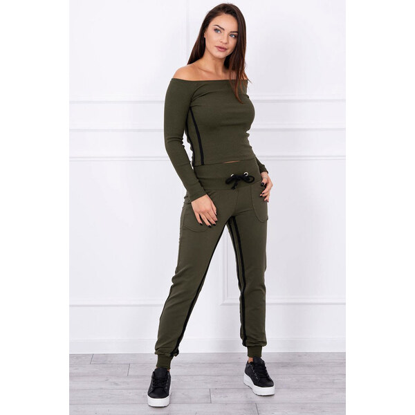 Glara Bavlnená tepláková súprava s pruhmi 36988448