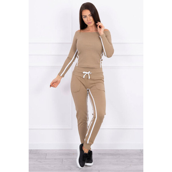 Glara Bavlnená tepláková súprava s pruhmi 26682366