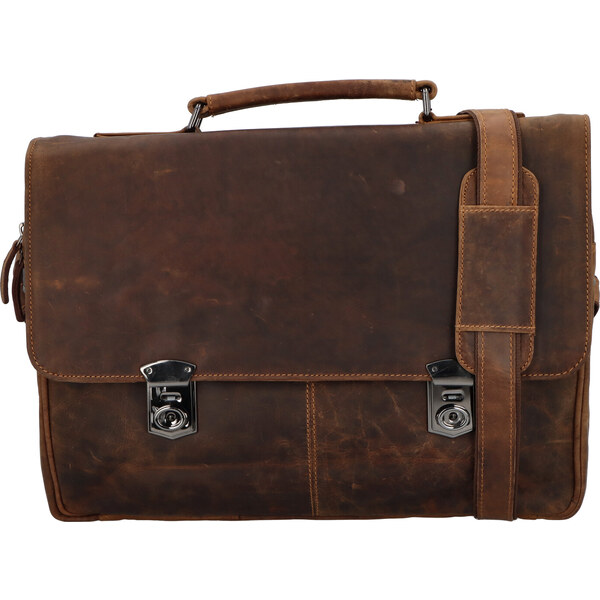 Pánska kožená aktovka khaki - Greenwood Heppy Khaki 16377125