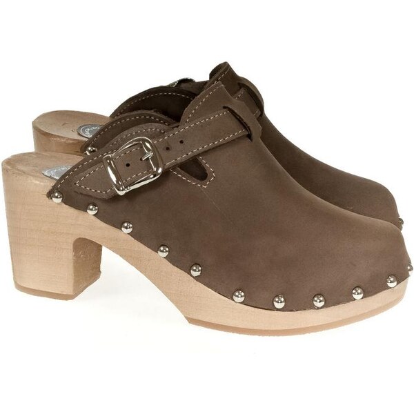 JOHN-C Dámske kožené hnedé dreváky PATRICIA 23100884