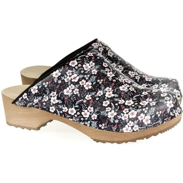 JOHN-C Dámske kožené kvietkované dreváky DREWA 43591051