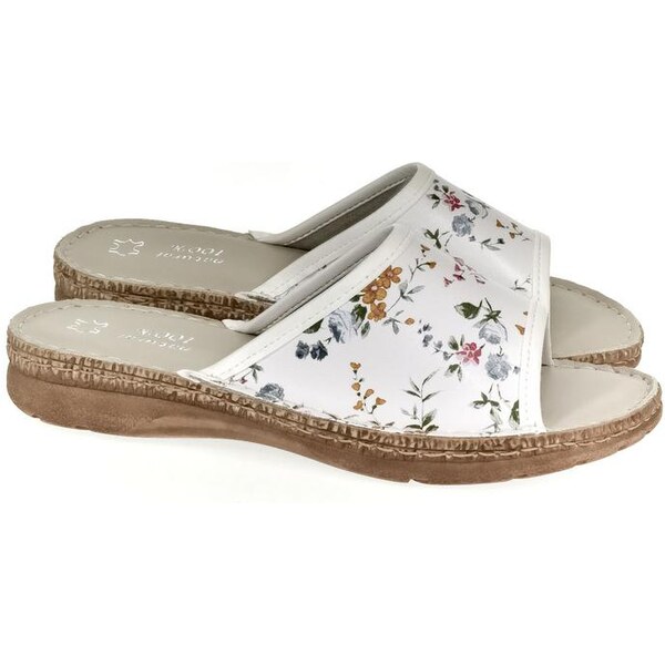 JOHN-C Dámske kožené biele šľapky ADRIANA 23100886