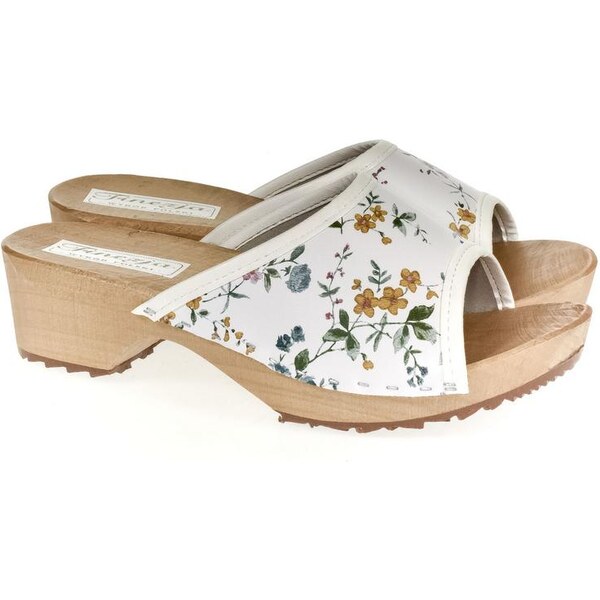 JOHN-C Dámske kožené biele dreváky AIDI 23100891