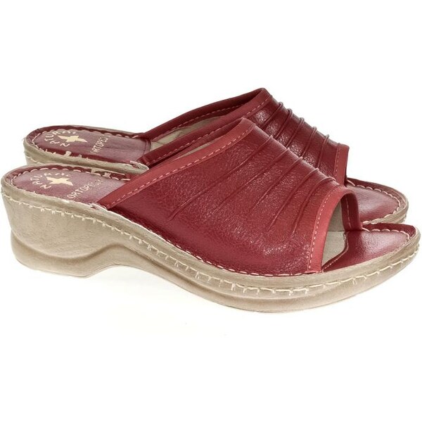 JOHN-C Dámske kožené červené šľapky MONTY 23100893