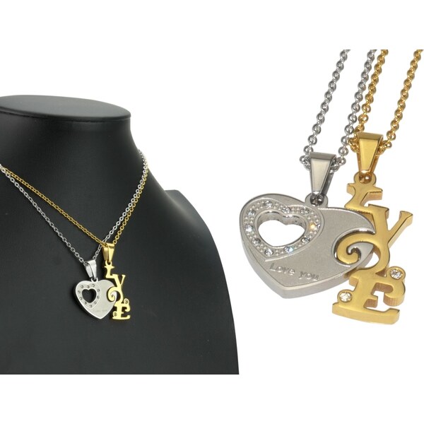 CITY STORM Partnerské prívesky srdce a nápis Love z chirurgickej ocele 66889123