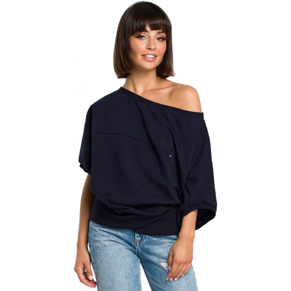 BeWear B079 Blúzka nadmernej veľkosti so zavinovacími detailmi - tmavo 35532481