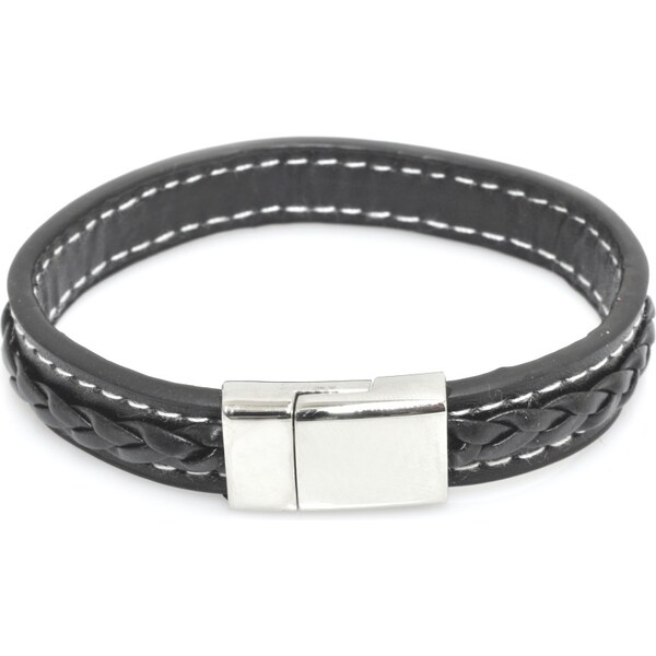 CITY STORM Pánsky náramok z ekokože čierny s magnetickým zapínaním 66889090