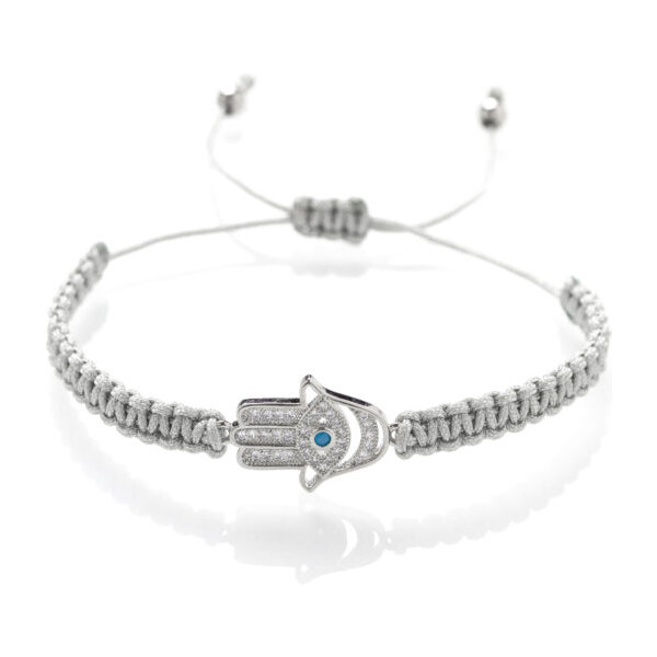 Macramé náramok Ruka Hamsa Strieborný Trimakasi 56584157