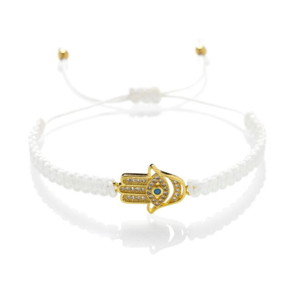 Macramé náramok Ruka Hamsa Biely Trimakasi 56584158