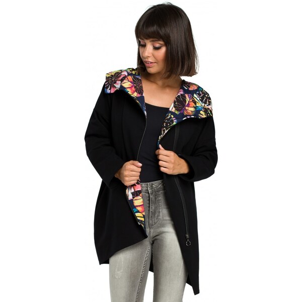 BeWear B091 Mikina s kapucňou Oversized na zips - čierna 24565998