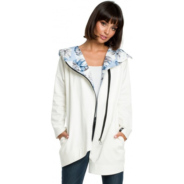 BeWear Dámska mikina s kapucňou nadmernej veľkosti na zips B091 ecru - 37863928