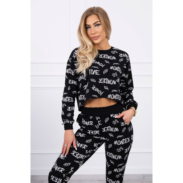 MladaModa Tepláková súprava s nápismi model 67961 čierna 66345651