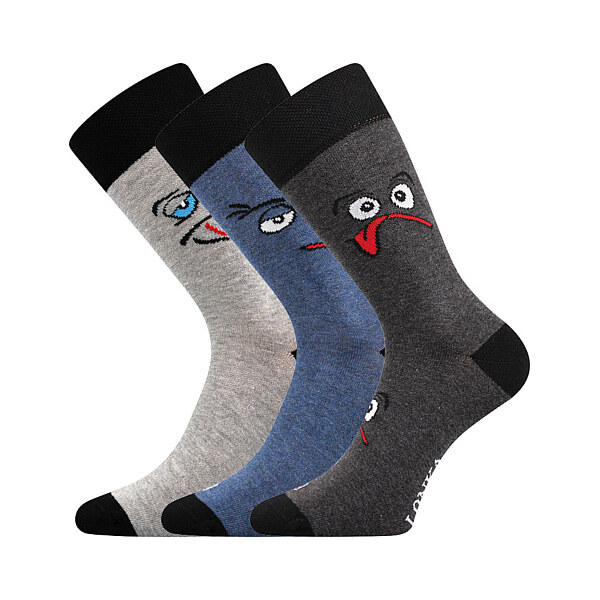 WOODOO farebné veselé ponožky Lonka - ŠKLEBIČ Mix farieb 39-42 3 páry 26788065