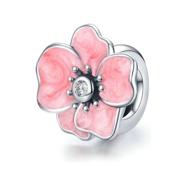 Emporial strieborný prívesok Rozkvitnutý glazúrovaný kvet 56243985