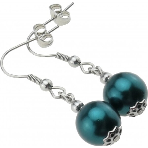 CITY STORM Dámske náušnice visiace z ocele s korálkou - tmavozelené 66853554