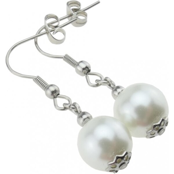 CITY STORM Dámske náušnice visiace z ocele s korálkou - béžové 66853552