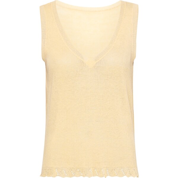 VILA Vyšívaný top svetložltá 54629383