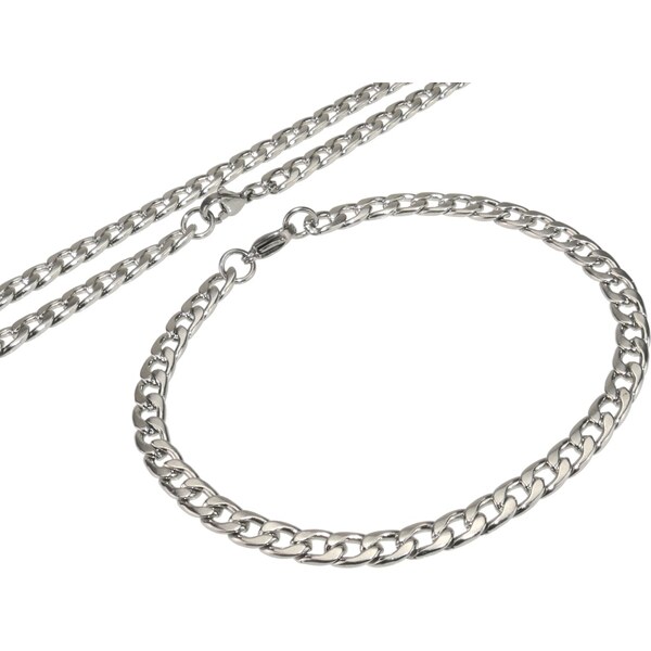 CITY STORM Oceľový set retiazka a náramok v striebornej farbe Pancier 66889014