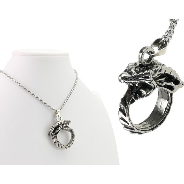 CITY STORM Pánska retiazka s okrúhlym príveskom draka z ocele v 66889029