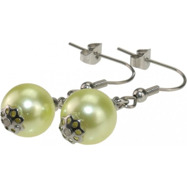 CITY STORM Dámske náušnice visiace z ocele s korálkou - žlté 66853555