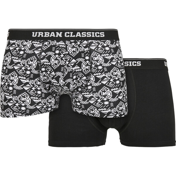 Urban Classics Organic Boxer Shorts 2-Pack Detail AOP+Black 50655843