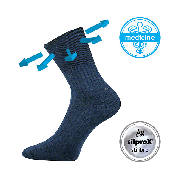 CORSA zdravotné antibakteriálne ponožky so striebrom VoXX Tm. modrá 47 45537723