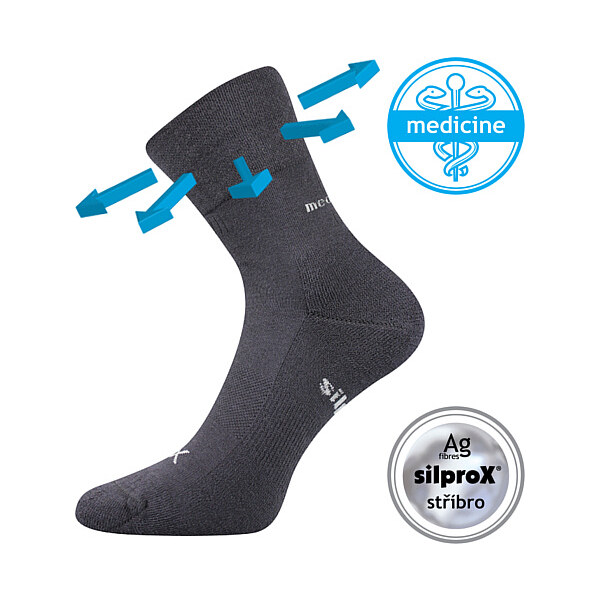 ENIGMA antibakteriálne zdravotné ponožky so striebrom VoXX Tm. sivá 35 47763226