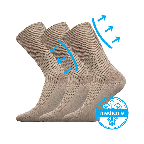 ZDRAVAN zdravotné 100% bavlnené ponožky Lonka Běžová 46-48 3 páry 26251713