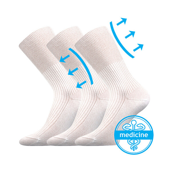 ZDRAVAN zdravotné 100% bavlnené ponožky Lonka Biela 46-48 3 páry 26458607